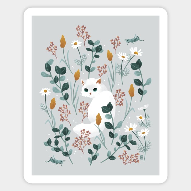 Cat in the meadow Sticker by Freeminds